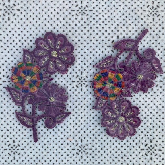Embroidery Patches Iron On Purple Embroidery Applique Patches Set of 2 - Picture 4 of 6